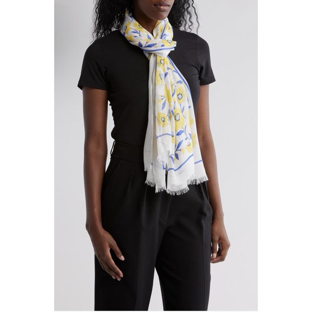 Kate Spade New York Springtime Floral Oblong Scarf NWT